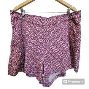 XL High Rise 100% Viscose Pink Yellow Floral Geometric Pajama Shorts Loungewear